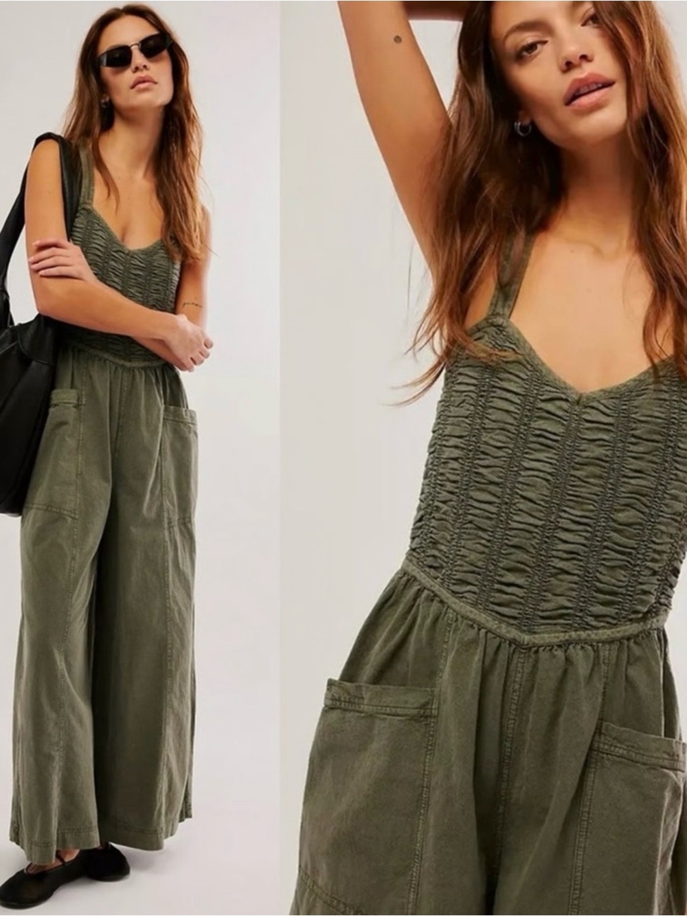 Free People Forever Always Cotton Wide Leg Jumpsuit Medium